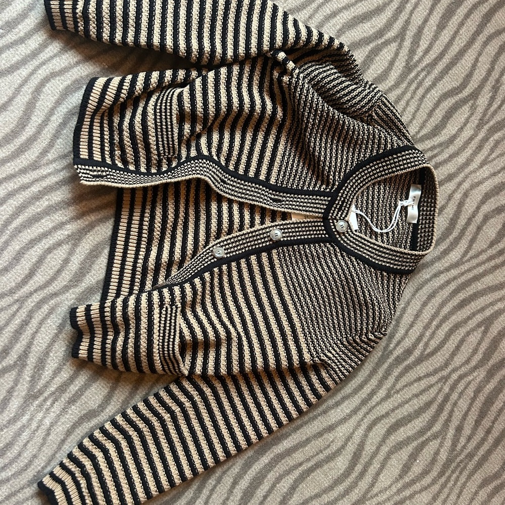 NWT Frame Denim Black and Tan Striped Cardigan